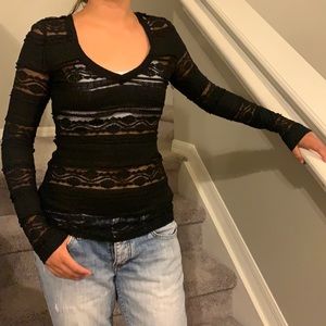 Black long sleeve lace shirt